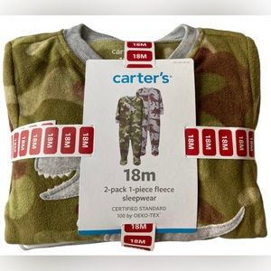 Carters 2-Pack 1-Piece Fleece Sleepwear-Camo/dinosaurs | Size 18 Months | boy’s
